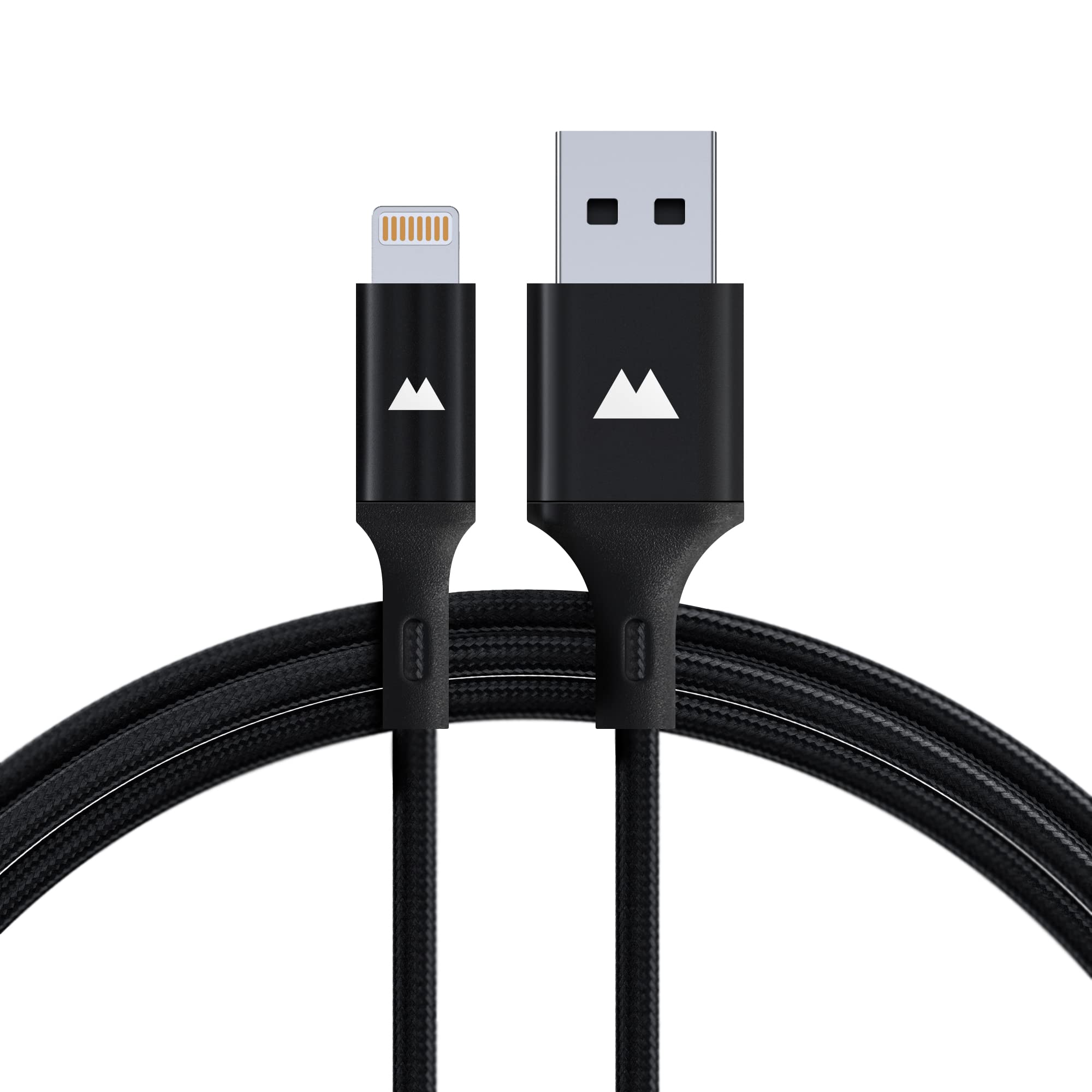 Mous - USB A to Lightning Charging Cable, Nylon Braided Fast Charging for iPhone 14/13/12/11 XS XR X 8 7 6 SE2020, iPad, AirPods - 1.5m - Black