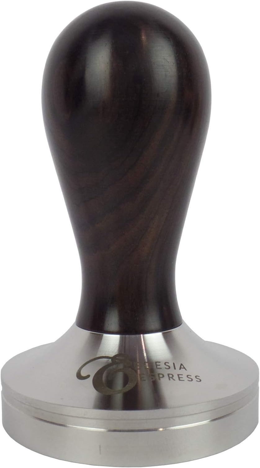 53mm Coffee Espresso Tamper – Blackwood Handle, Flat Stainless Steel Base