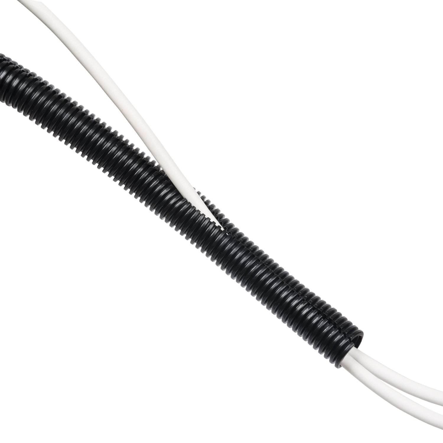 D-Line Cable Tidy Tube, Pre-Split Cable Sleeve, Flexible LDPE Electrical Conduit, PC Cable Management, TV Wire Hider - 25mm Diameter, 1.1m Length - Black โ image 1