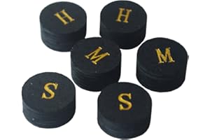 Collapsar 6pcs 14mm Black Multiple Layer Pigskin Pool Cue Tips H M S