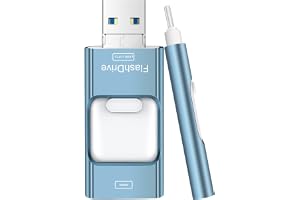 Flash Drive for Phone 256GB, 4 in 1 USB Type C Memory Stick, Photo Stick External Storage Thumb Drive for Phone Pad Android Computer, Sky Blue