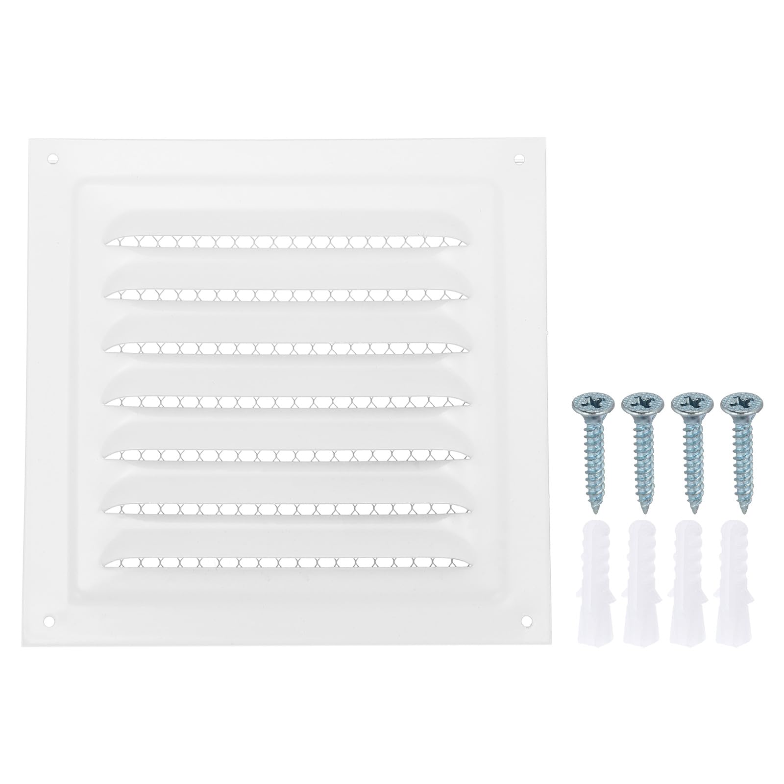 PATIKIL 6"x6" Stainless Steel Gable Vent, Exterior Wall Outlet Vent Cover HVAC Air Grille Louvered Screen Mesh for Kitchen Bathroom Ventilation, White