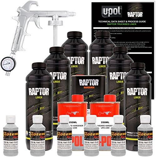 Custom Shop Mesa Gray Urethane Spray-On Truck Bed Liner Kit and Custom Coat Spray Gun with Regulator, 6 Liters