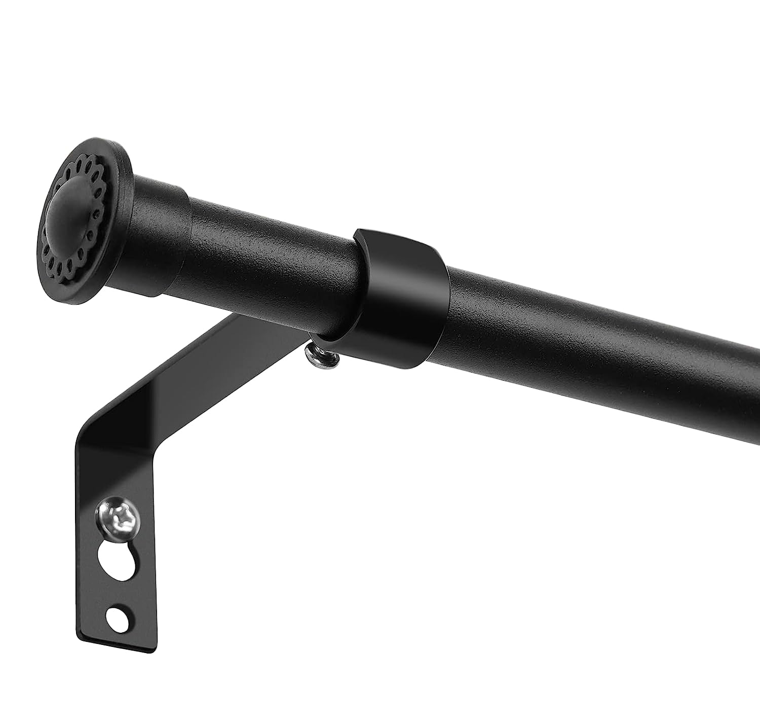 Curtain Pole, 71-236 cm Curtain Rod, Adjustable Fittings Set with Stainless Steel Brackets, 16 mm Diameter Curtain Rod Style, Rustic, Matte/Matte Black