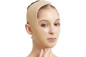 Post Surgical Facial Compression Chin Strap Double Chin Face Wrap Tape Cutout Support Band Feel Good While Recovering(Small)