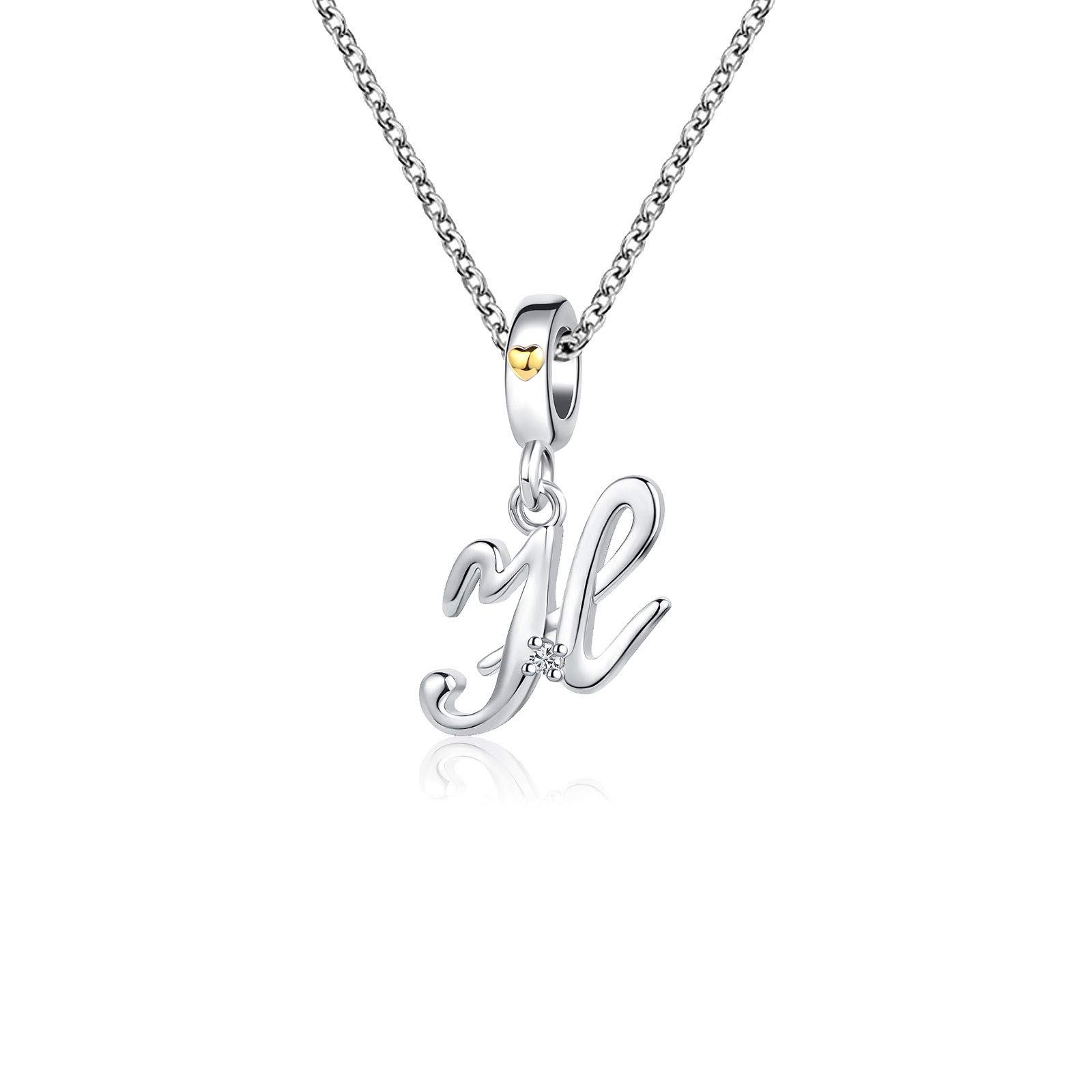 KunBead Jewelry Gold Heart Love Letter H Initial Name Charm Silver Boys Necklaces for Men Crystal Pendant Necklace Sale