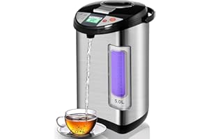 Hot Water Dispenser Electric - SIMOE Water Boiler and Warmer w/ 5 Temp Settings, One-touch Dispensing, 5.0 Liter/30+ Cups, Electric Hot Water Pot Urn w/Auto-Shutoff, 304 Insulated Stainless Steel