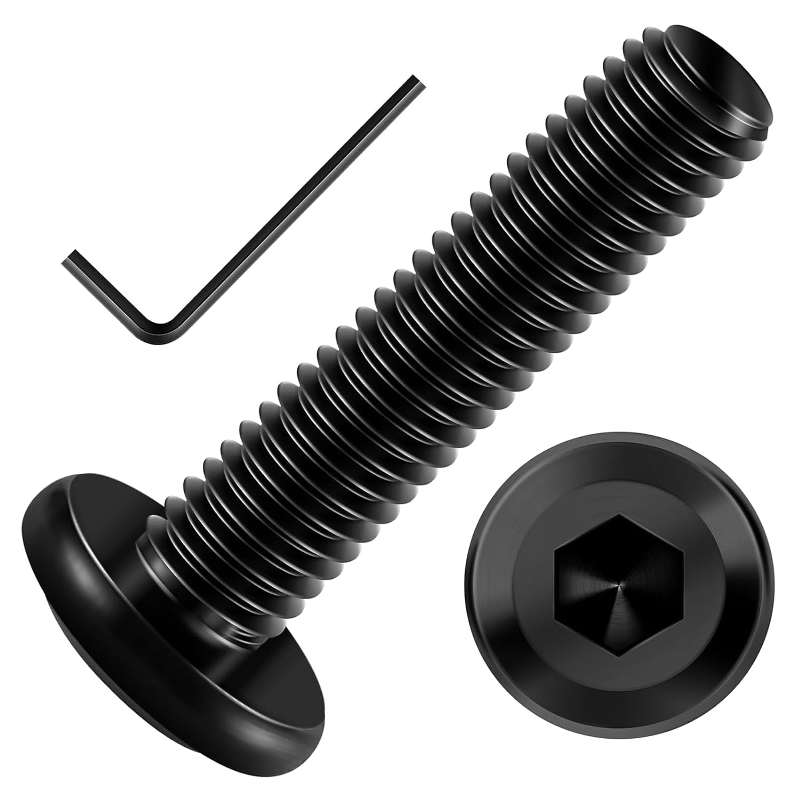 20PCs M5 x 30 Flat Head Screws, Hexagon Socket, Stainless Steel A2 V2A, Full Thread Black Oxide with Hex Key