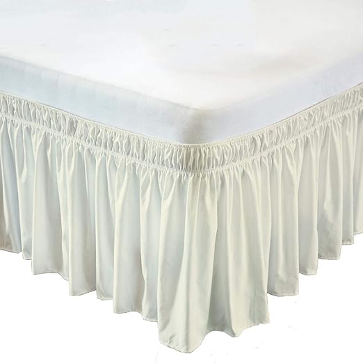 Wrap Around Bed Skirt 21 Inch Drop Length Style Easy Fit Elastic Bed Ruffles Bed