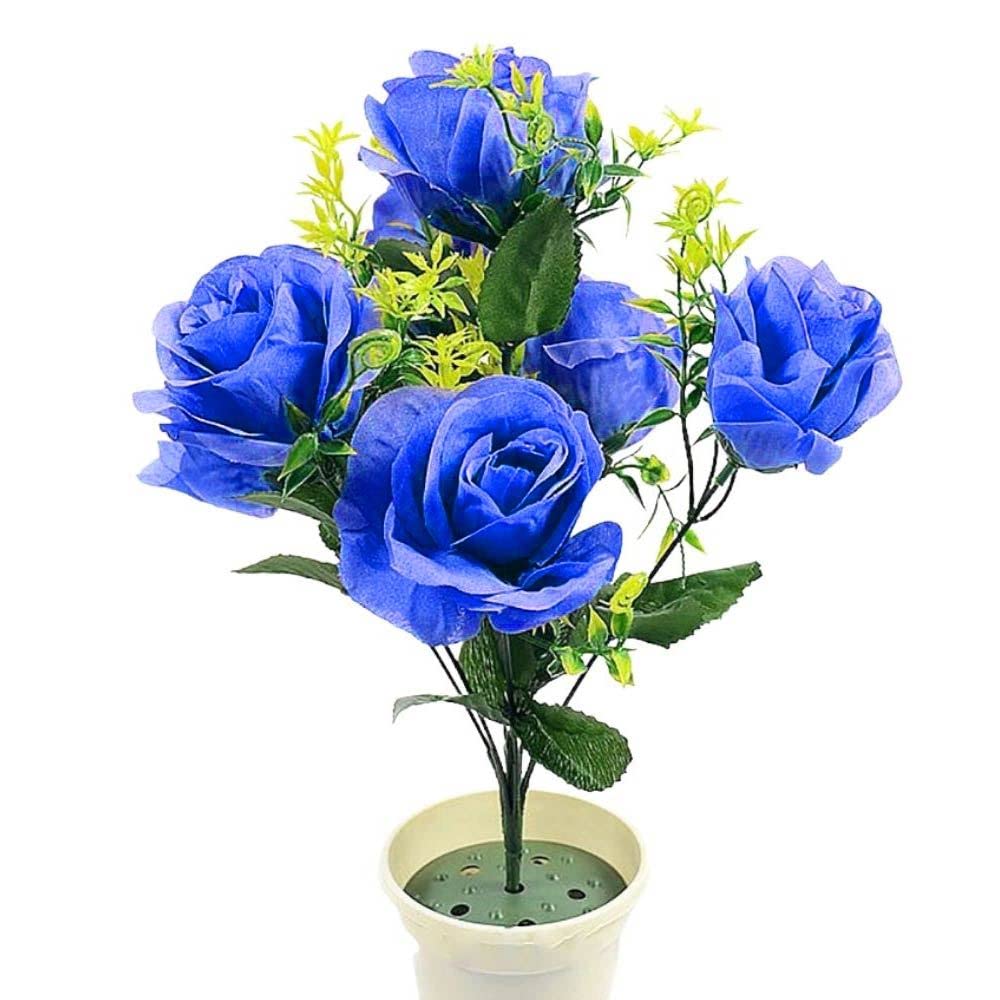 Meena 2x Bouquets of 7 Head Roses - Blue