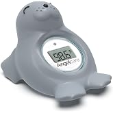 Angelcare Baby Bath &amp; Room Thermometer - Happy Seal, Grey, BT-01-SEAL-US
