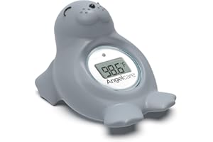 Angelcare Baby Bath & Room Thermometer - Happy Seal, Grey, BT-01-SEAL-US