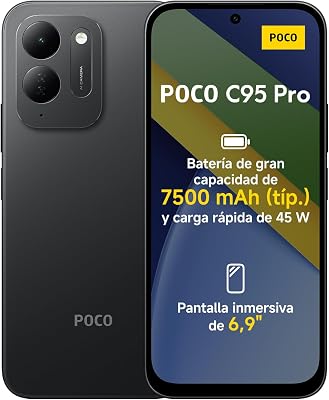 POCO C95 Pro, smartphone de 8+256 GB, negro, 7500 mAh y carga de 45 W
