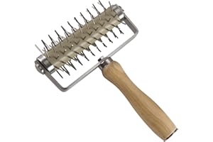 homwowo Pizza Docker Roller Wheel Spikes Puncher Kitchen Bread Tool Long Lasting Stainless Steel Easy to with Holes Pastry Ro