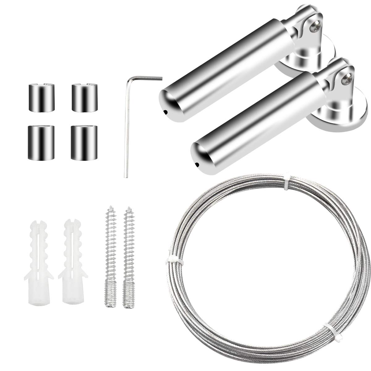 Curtain Drape Wire Rod Set, 5M Cable Railing Kit, Stainless Steel Cable Rope, Heavy Duty Clothesline Wire, PVC Coated Picture Hanging Wire, Wall Mount Multi-purpose Wire for Window Shower Curtain