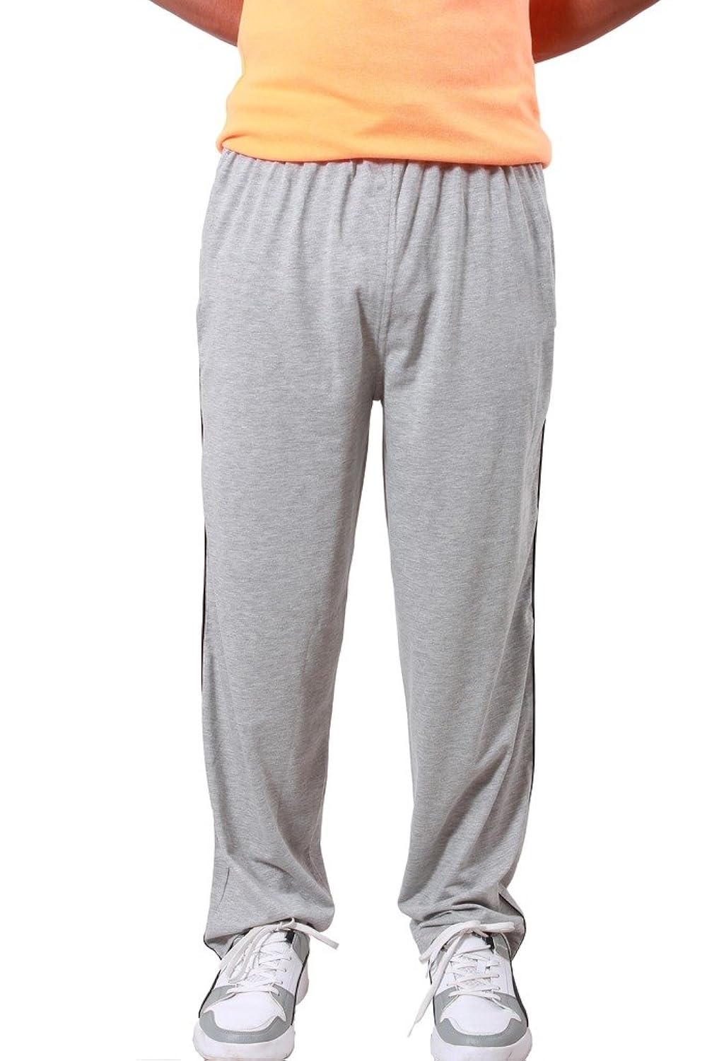 men's cotton blended track pants with zipper pockets