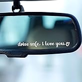 Aolamegs 5 Pack Drive Safe, I Love You Stickers, White I Love You Drive Safe Mirror Sticker for Car Window Rearview Mirror, Funny Vinyl Car Decal Drive Safe Car Accessories