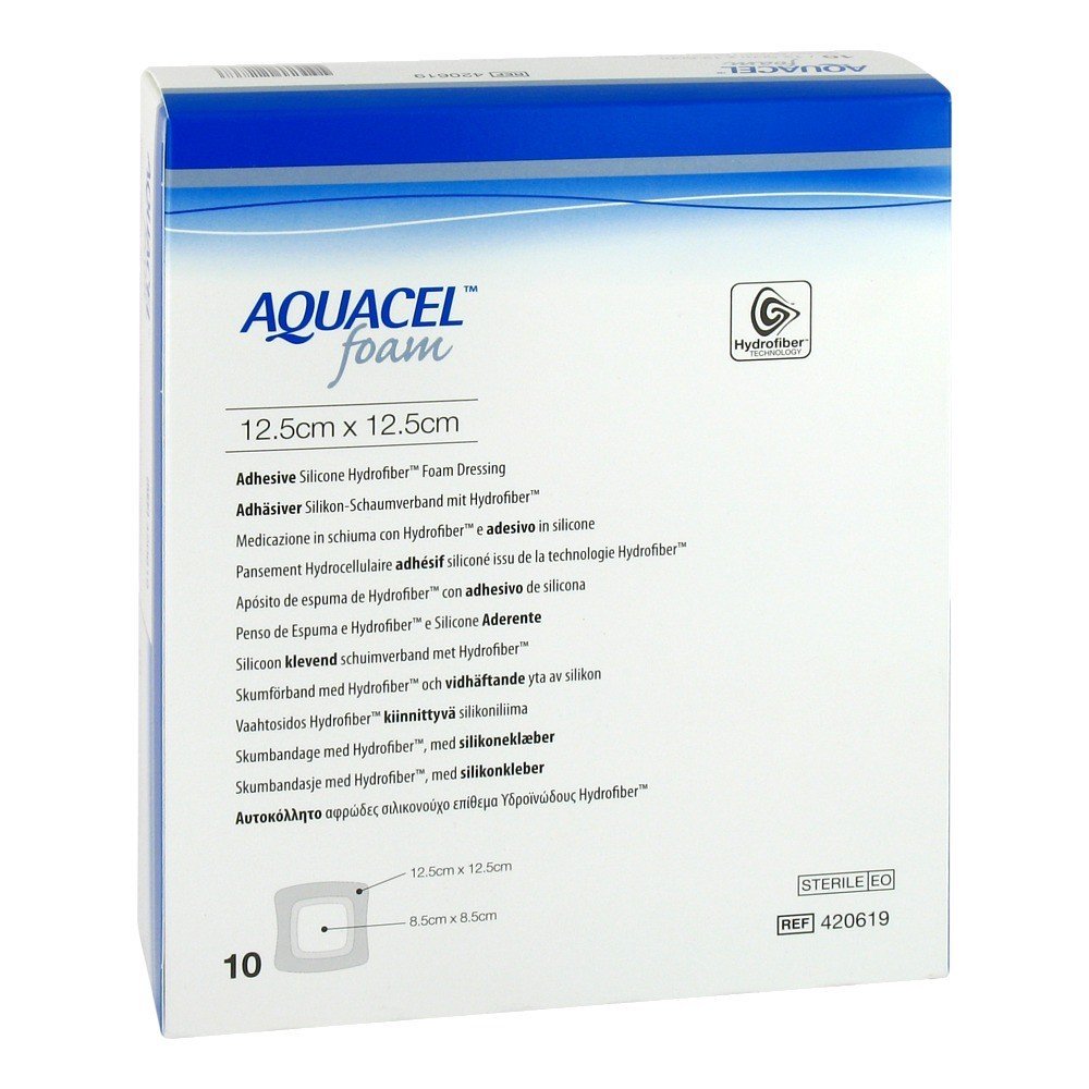 ConvaTec AQUACEL Foam Adhesive Bandage 12,5x12,5cm 10 Pieces