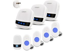 LIOTOIN Caregiver Pager Wireless Call Button Call Bell Call Light Alert Button for Home/Elderly/Patients/Disabled Nurse Alert System Emergency Button 3 Plugin Receivers 5 Waterproof Transmitters