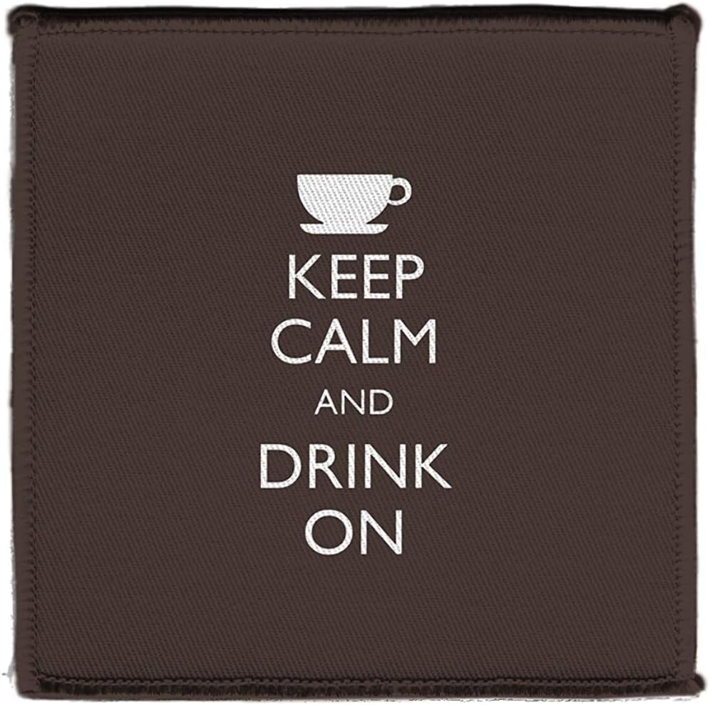 330ml Keep Calm Drink Tea Coffee Cup Mug - Iron on 4x4 inch Embroidered Edge Patch Applique