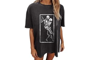 Wukreran Vintage Shirts for Women Cute Graphic Tee Spring Short Sleeve Tops Oversized Tshirts Teen Aesthetic Clothing