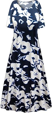navy white floral dress