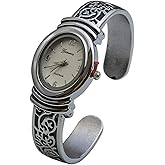 Geneva Womens Oxidized Scroll Design Hinged Fashion Cuff Watch White Dial W9132
