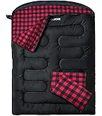 AGEMORE Cotton Flannel Sleeping Bag With Fleece Lined Hood