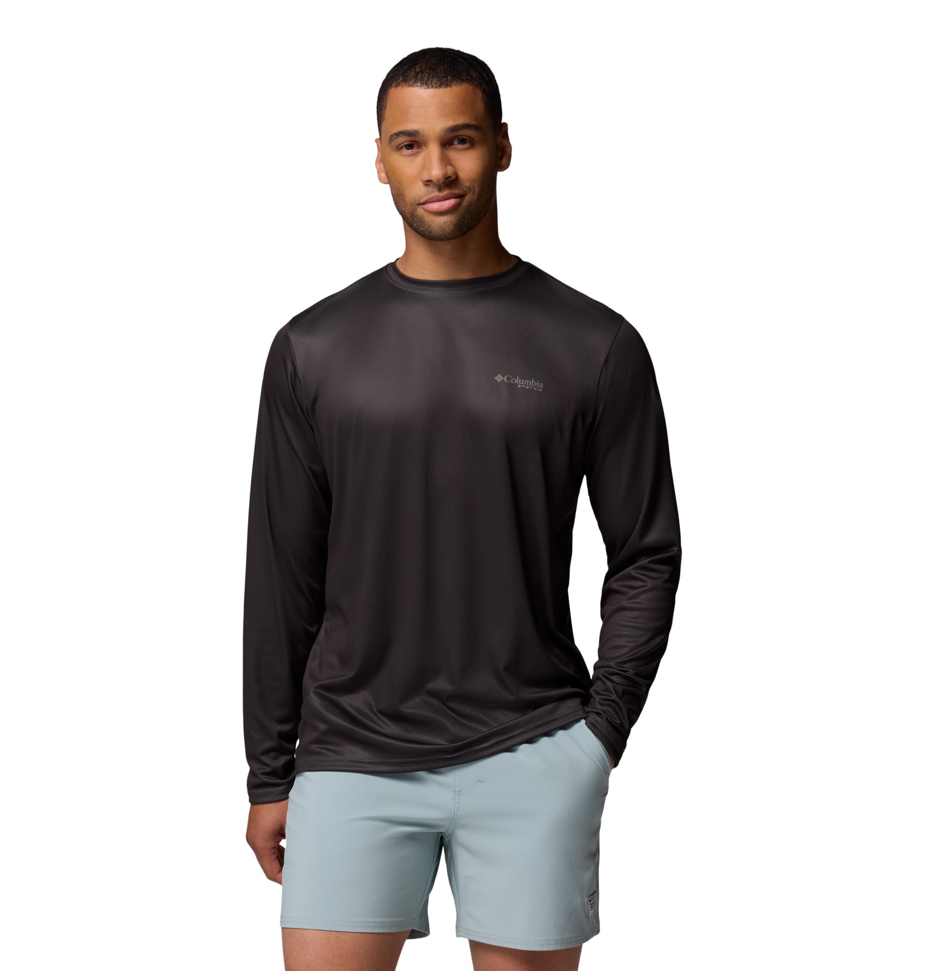 Columbia Mens Terminal Tackle PFG Fish Flag Long Sleeve, Shark/Cypress, 4X Image