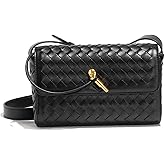 Woven Leather Shoulder Bag for Women, Fashion Handwoven Small Hobo Bag Purses Adjustable Shoulder Strap Crossbody Bag