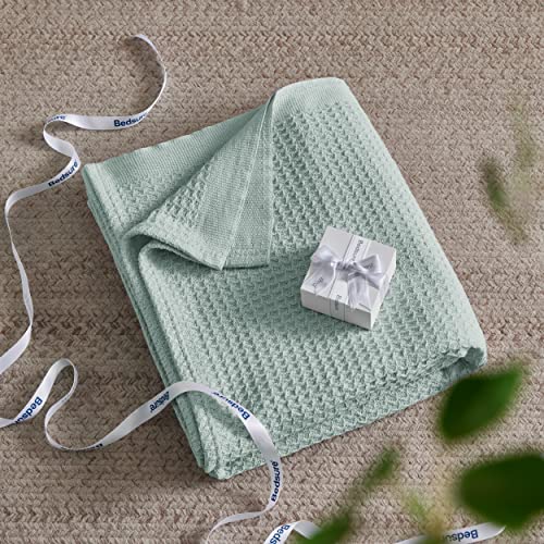 Bedsure 100 Cotton Blankets Queen Size for Bed 405GSM Waffle Weave