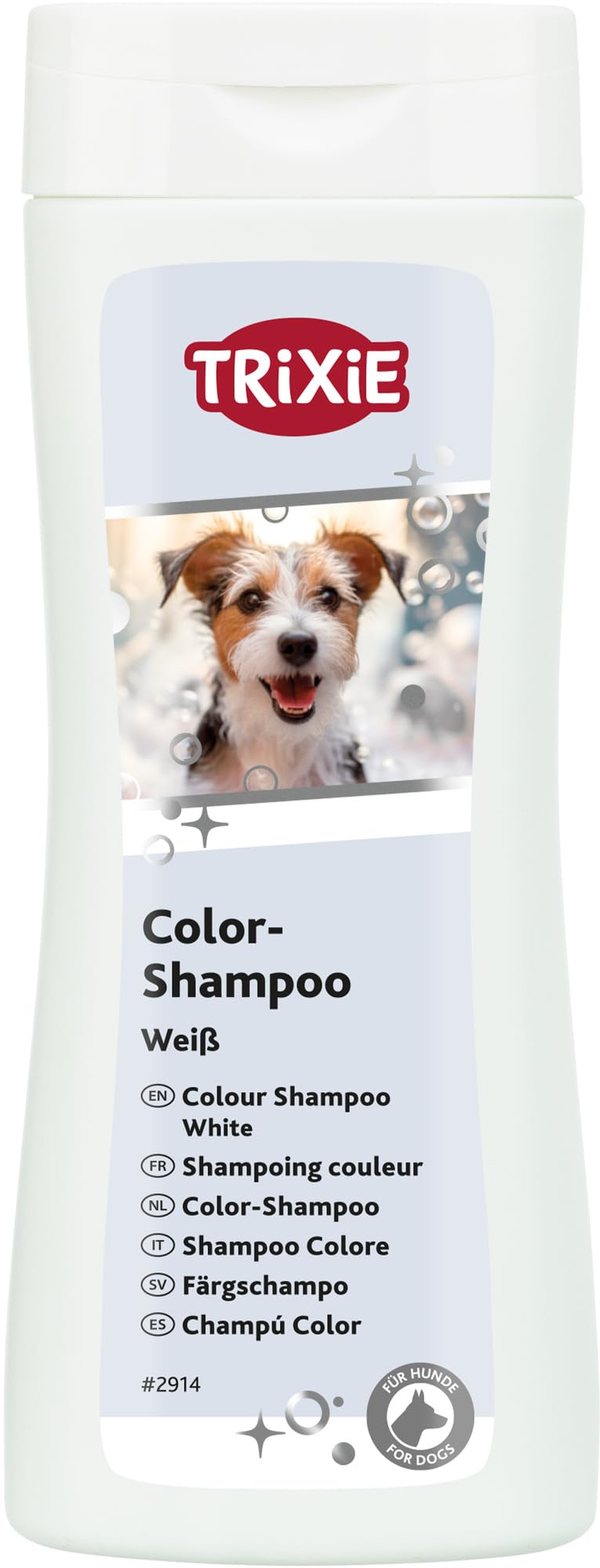 TRIXIE Colour Shampoo – Dog shampoo for light-coloured coats – Colour-intensifying – Particularly moisturising – 250 ml – 2914
