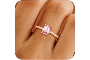 Honsny Gold Birthstone Rings for Women Non Tarnish Wedding 14K Gold Plated Emerald Engagement Promise Rings Cubic Zirconia Stackable Dainty Gemstone Pinky Eternity Band Ring Jewelry Birthsday Gifts