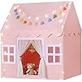 Senodeer Kids Play Tent Indoor: with Mat, Tassel Garland, Star Lights - Pink Girl Tent Playhouse for Toddlers Kids Toys for Boy Girl Birthday Gift for Kids