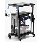 ZUAVIALA Computer Tower Stand, 6 Level Height Ajustable PC Tower Stand for Floor, Mobile Rolling CPU Holder Cart for Gaming Office Home,21.34"-28.3", Black