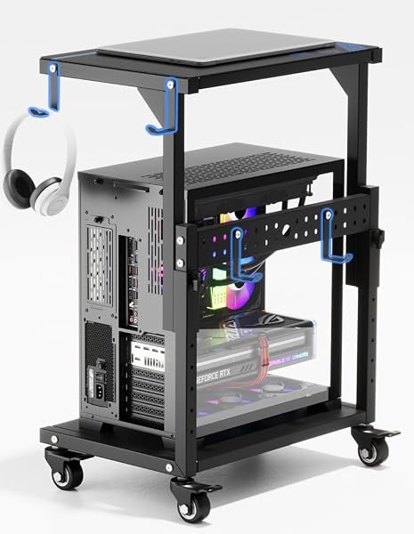 ZUAVIALA COMPUTER TOWER STAND, 6 LEVEL HEIGHT AJUSTABLE...