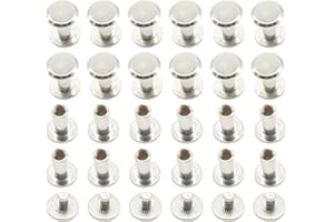 CEEYSEE 100PCS(50Set) Silvery Chicago Screws Assorted Kit M5 x 10mm Nail Rivet Chicago Button for DIY Leather Decoration Bookbinding Round Flat Head Stud Screw (M5 x 10mm)