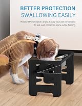 Vantic Raised Dog Bowl on Stand Adjustable 6 Heights Tilt 15 Degree Bamboo Black view 4