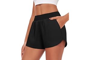 NIASHOT 3'' Athletic Workout Running Shorts for Women Knit Waistband Pocket with Mesh Liner