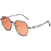 BRADDELL Hexagon FL-41 Rose Tinted Migraine Light Sensitivity Glasses for Fluorescent LED Glare, Photophobia and Eye Strain (Grey)