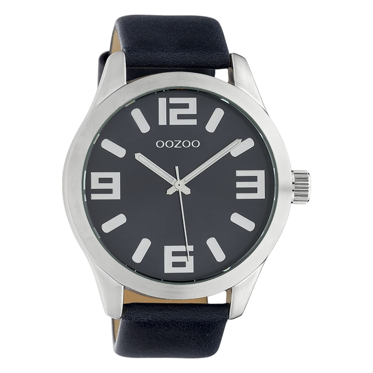 Oozoo Classic Colour Line Women's Watch with Leather Strap XL 47 mm, Dark Blue - C10236, extra groß, Bracelet