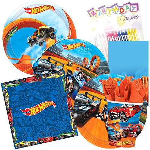 Hot Wheels Wild Racer Party Plates and Napkins Serves 8 With Birthday Candles