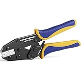 haisstronica Crimping Tool for Heat Shrink Connectors, AWG 26-10, HS-8327 | Ratchet, Adjustable Star Wheel, Full-Cycle Mechanism, Quick Release, Comfortable Grip, Boat and Auto Repairs