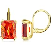 CiNily Emerald Cut Drop Dangle Earrings for Women 18K White Gold Plated Cubic Zirconia Simulated Diamond Dangle Earrings Jewelry Gifts for Weddings Birthday Party