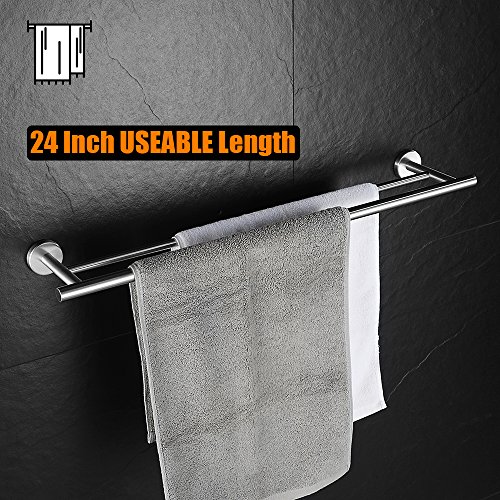 JQK Double Towel Bar, 24 Inch 304 Stainless Steel Thicken 0.8mm Bath