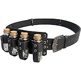 LDFWAY Medieval Embossed Alchemy Faux Leather Buckle Belt with 4 Cork Vials Halloween Cosplay Accessories Belt for Women Men
