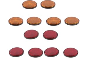 Motorcycle ATV Dirt Bike Reflectors - 6 Pairs (12 Pcs) Red & Orange Round Safety Reflectors, 5.5cm (2.16 inch)