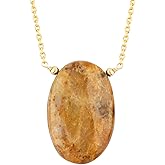 Shivangi Gems Natural Gemstone Oval Pendant Necklace Lightweight Crystal Necklace Handmade Jewelry Jewelry for Women Adjustable Gold Plated Chain 18" (Inch)