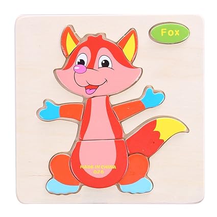 VIPECO Durable Kid Cartoon Animals Dimensional Puzzle Puzzle Force Children Jigsaw Puzzle Material: Wood