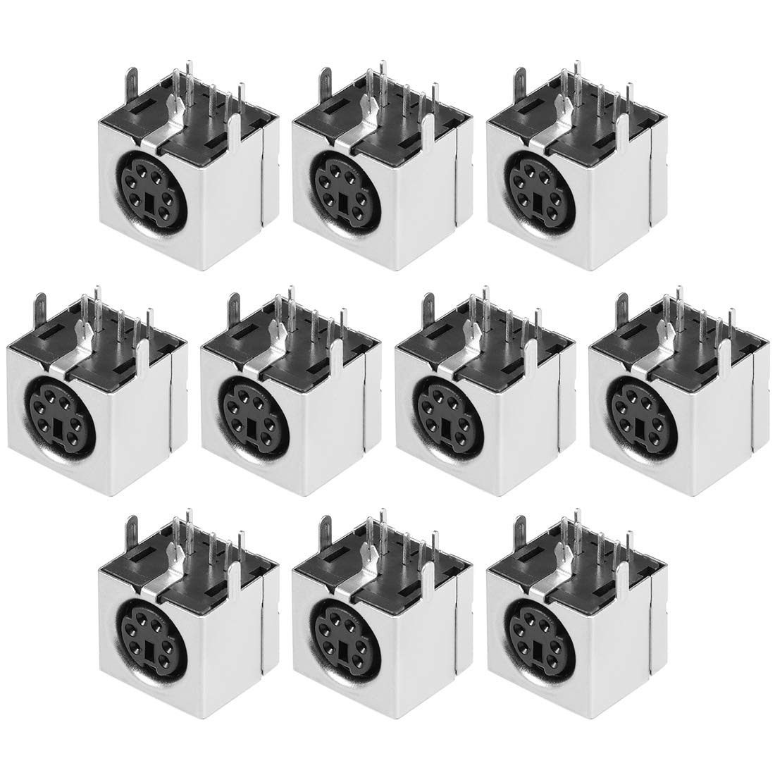sourcing map S-video PCB Mount 6 Pin Mini Din Socket Audio Video Connector Black 10Pcs